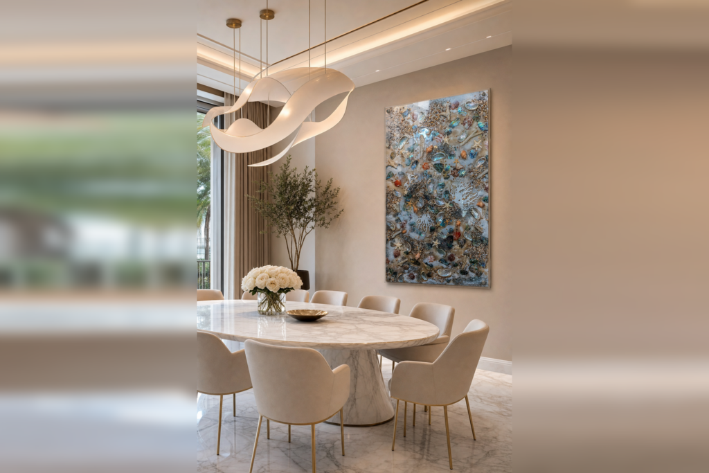 Oyster World Acrylic Glass Print preview in room setting