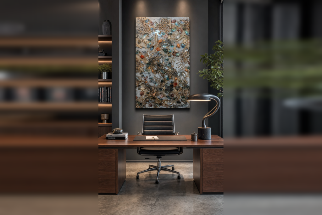 Oyster World Metal Print preview in room setting